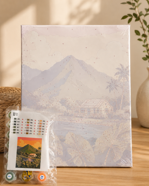 Country Home Paint By Numbers Kit by HI KOKO FARMS – 12x16 canvas