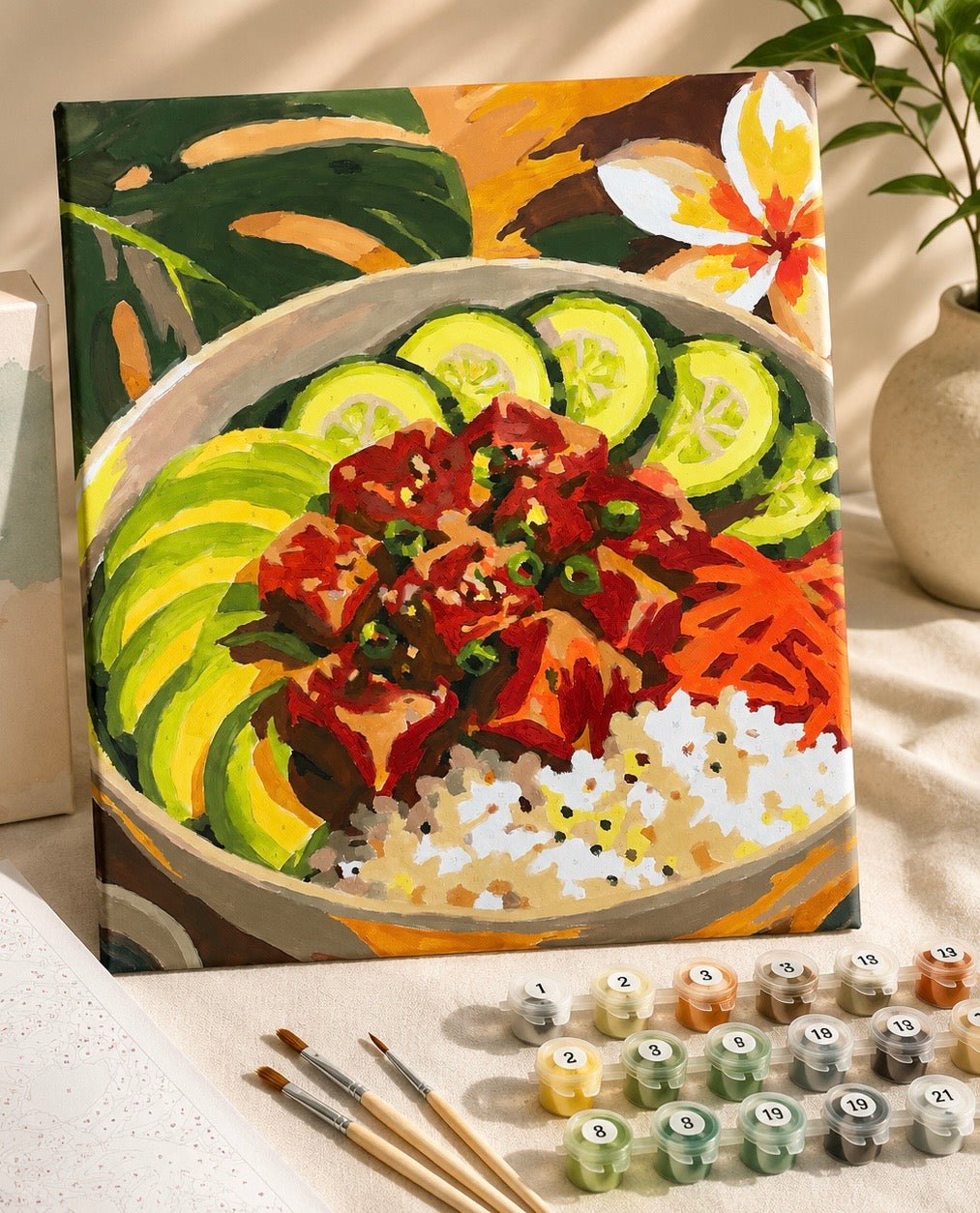 Poke Bowl Paint By Numbers Kit by HI KOKO FARMS – 12x16 canvas