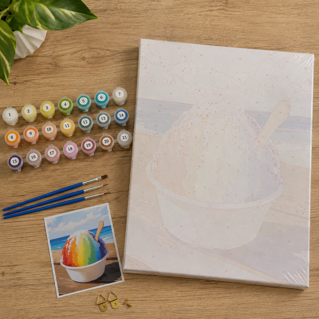Rainbow Shave Ice Paint By Numbers Kit by HI KOKO FARMS
