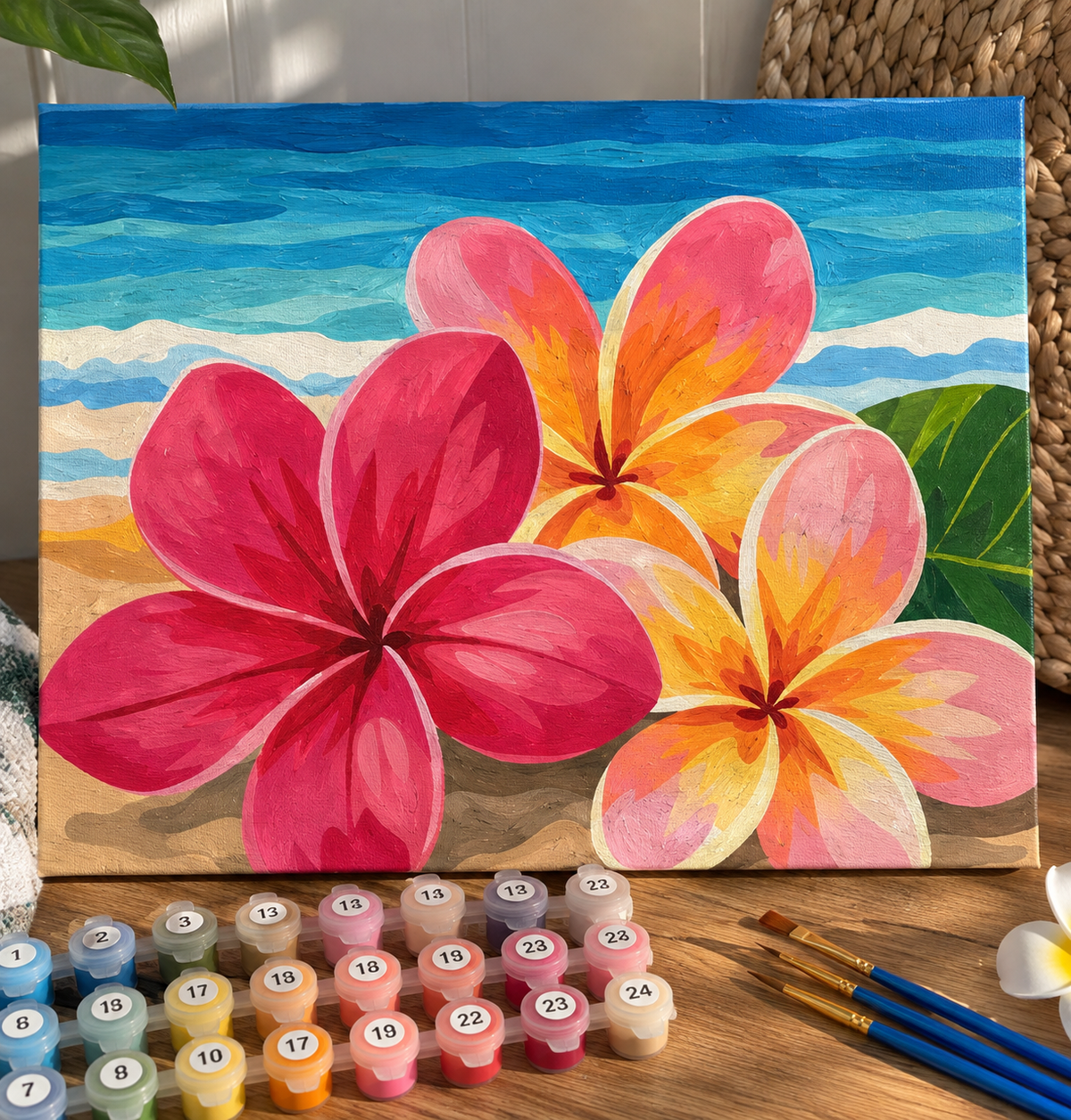 Plumeria Paint By Numbers Kit by HI KOKO FARMS – 12x16 canvas